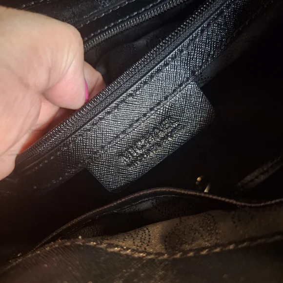 Michael Kors  Mixed Media Haircalf Black Leather Shoulder Bag with Gold Details - Picture 9 of 14